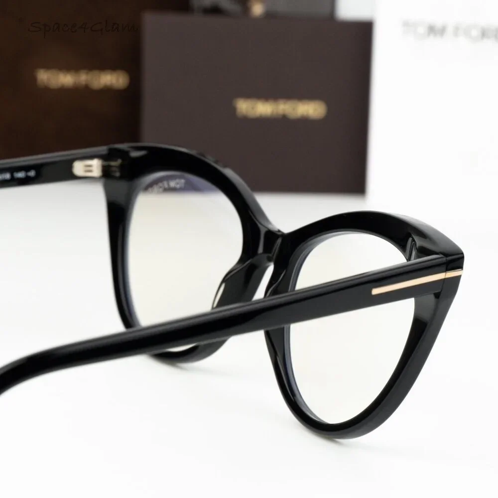 Tom Ford Women Eyeglasses Black Blue Block Cat Eye FT6091-B 001 NEW AUTHENTIC